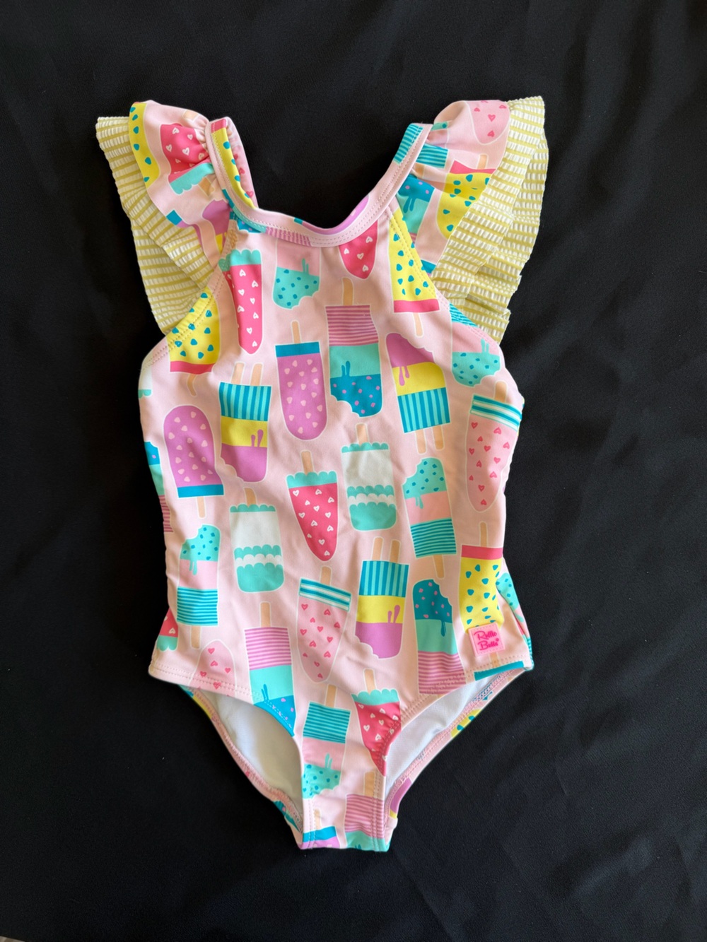 Ruffle Butts White Swimsuit with Pastel Popsicle Straps